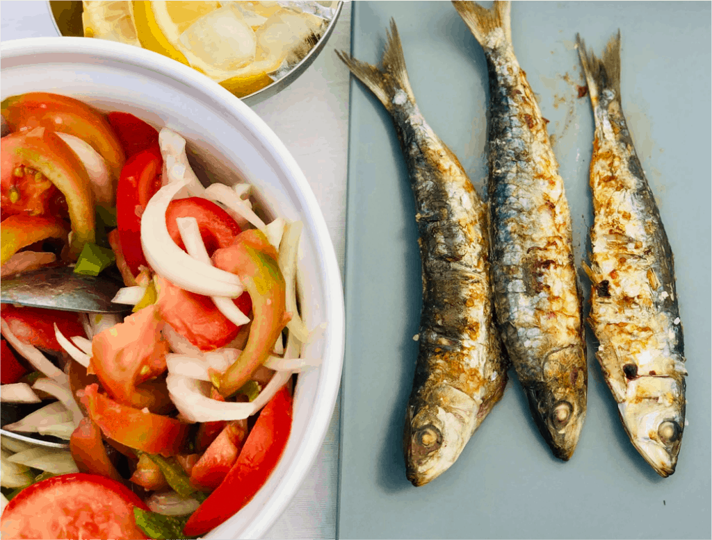 Photo of sardines and salad