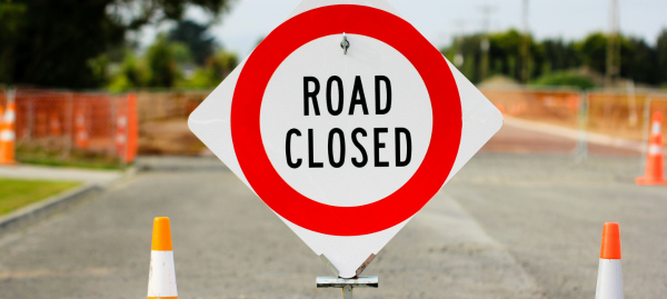 Road closed sign
